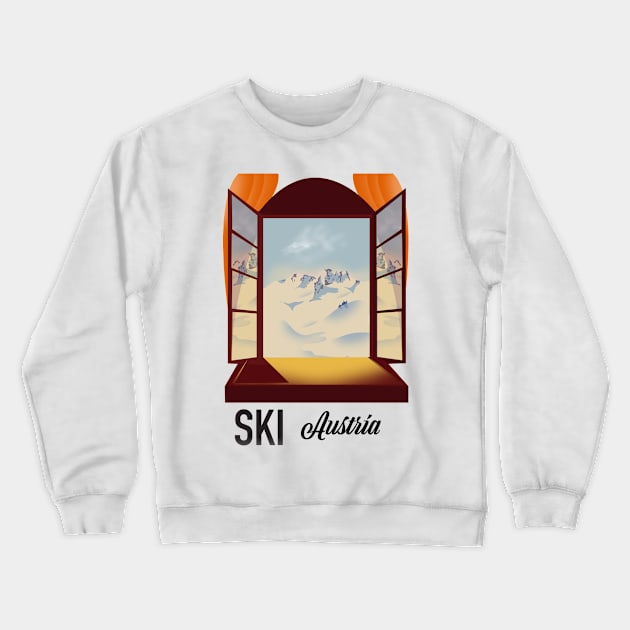 Vintage ski Austrian poster Crewneck Sweatshirt by nickemporium1